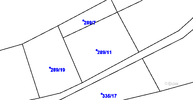 Parcela st. 289/11 v KÚ Zahrádka u Všerub, Katastrální mapa