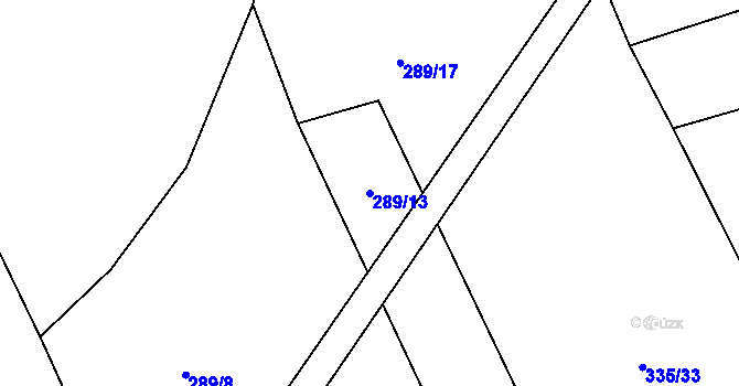 Parcela st. 289/13 v KÚ Zahrádka u Všerub, Katastrální mapa