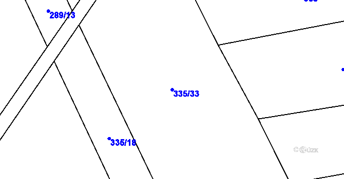 Parcela st. 335/33 v KÚ Zahrádka u Všerub, Katastrální mapa