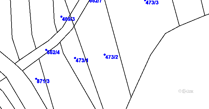Parcela st. 473/2 v KÚ Zahrádka u Všerub, Katastrální mapa