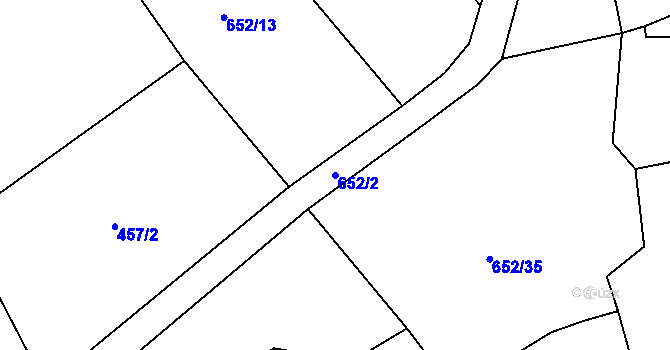 Parcela st. 652/2 v KÚ Zahrádka u Všerub, Katastrální mapa