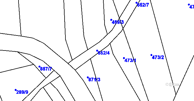 Parcela st. 652/4 v KÚ Zahrádka u Všerub, Katastrální mapa