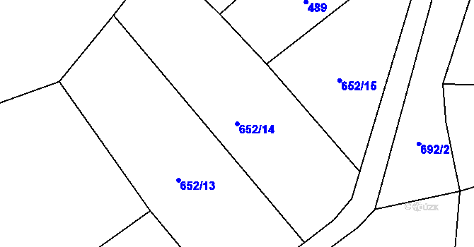 Parcela st. 652/14 v KÚ Zahrádka u Všerub, Katastrální mapa