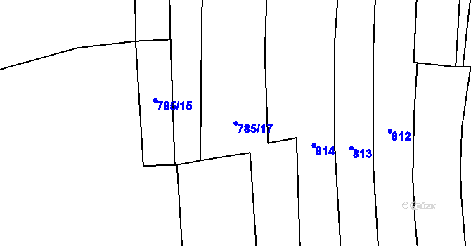 Parcela st. 785/17 v KÚ Zahrádka u Všerub, Katastrální mapa