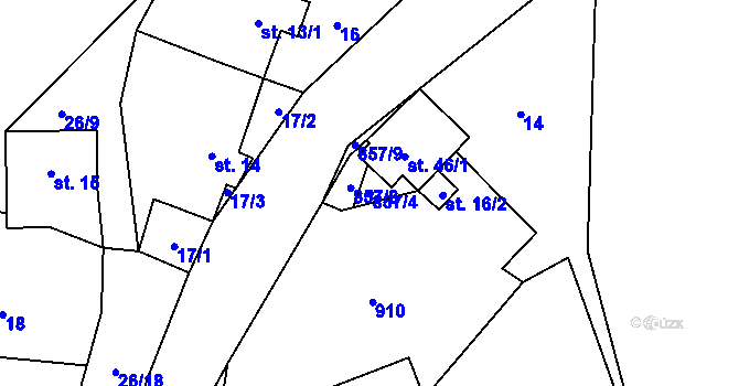 Parcela st. 857/4 v KÚ Zahrádka u Všerub, Katastrální mapa