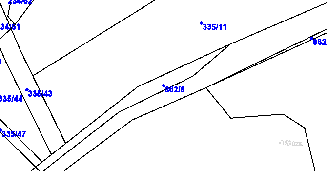 Parcela st. 862/8 v KÚ Zahrádka u Všerub, Katastrální mapa