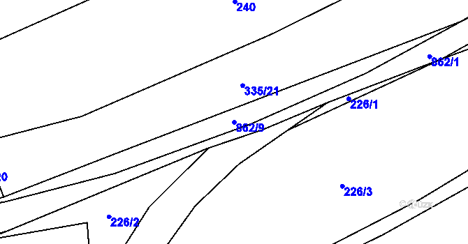 Parcela st. 862/9 v KÚ Zahrádka u Všerub, Katastrální mapa