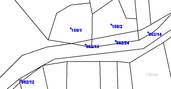 Parcela st. 862/13 v KÚ Zahrádka u Všerub, Katastrální mapa