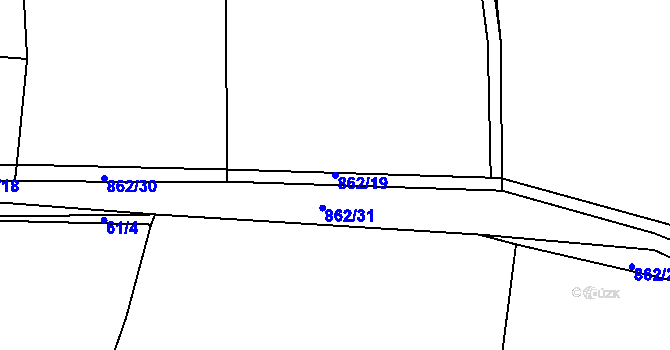Parcela st. 862/19 v KÚ Zahrádka u Všerub, Katastrální mapa