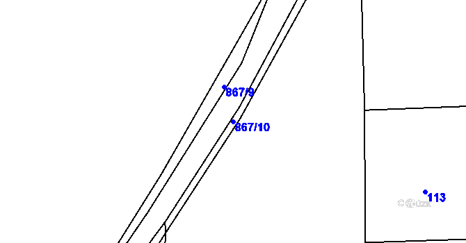 Parcela st. 867/10 v KÚ Zahrádka u Všerub, Katastrální mapa