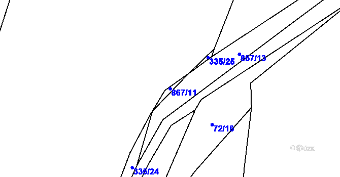 Parcela st. 867/11 v KÚ Zahrádka u Všerub, Katastrální mapa