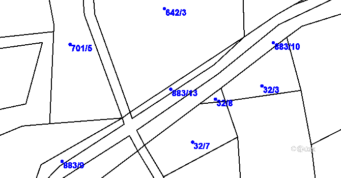 Parcela st. 883/13 v KÚ Zahrádka u Všerub, Katastrální mapa
