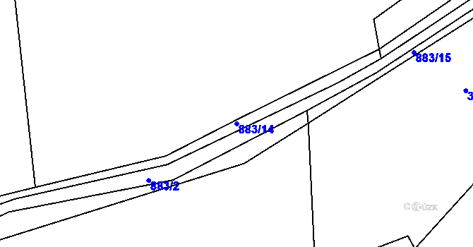 Parcela st. 883/14 v KÚ Zahrádka u Všerub, Katastrální mapa