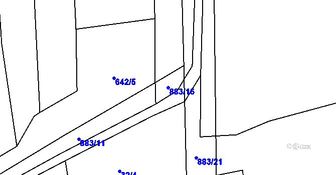 Parcela st. 883/16 v KÚ Zahrádka u Všerub, Katastrální mapa