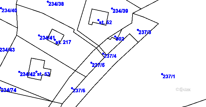 Parcela st. 237/4 v KÚ Zahrádka u Všerub, Katastrální mapa