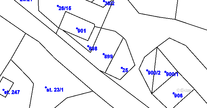 Parcela st. 899 v KÚ Zahrádka u Všerub, Katastrální mapa