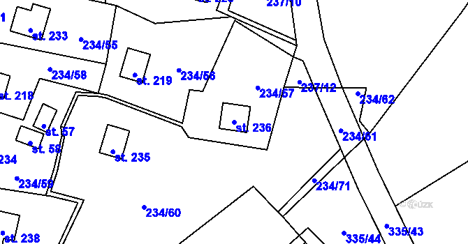 Parcela st. 236 v KÚ Zahrádka u Všerub, Katastrální mapa