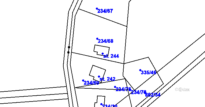 Parcela st. 244 v KÚ Zahrádka u Všerub, Katastrální mapa