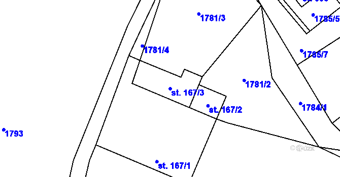 Parcela st. 167/3 v KÚ Horní Paseka, Katastrální mapa
