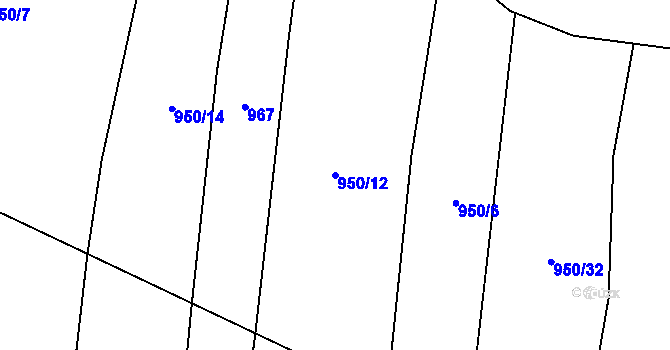 Parcela st. 950/12 v KÚ Horní Paseka, Katastrální mapa