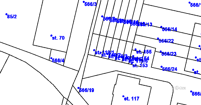 Parcela st. 119/2 v KÚ Zahrádky, Katastrální mapa