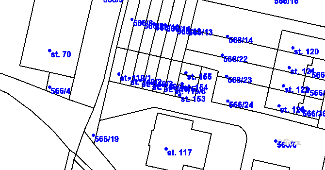 Parcela st. 119/5 v KÚ Zahrádky, Katastrální mapa