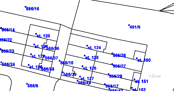 Parcela st. 124 v KÚ Zahrádky, Katastrální mapa