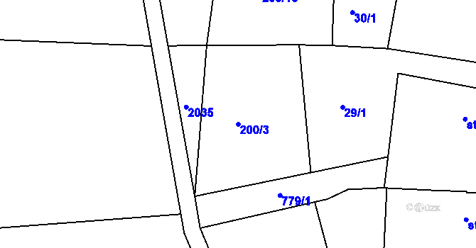 Parcela st. 200/3 v KÚ Zahrádky, Katastrální mapa