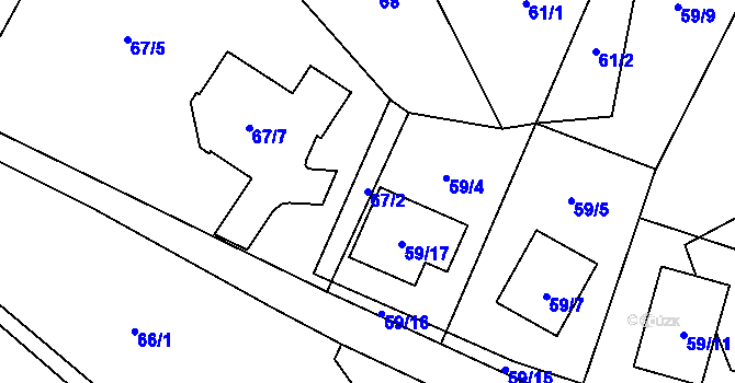 Parcela st. 67/2 v KÚ Zahrádky u České Lípy, Katastrální mapa