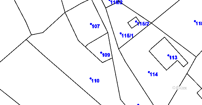 Parcela st. 109 v KÚ Zahrádky u České Lípy, Katastrální mapa