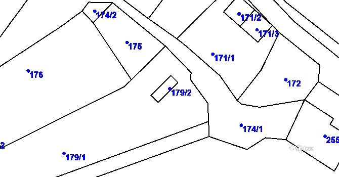 Parcela st. 179/2 v KÚ Zahrádky u České Lípy, Katastrální mapa