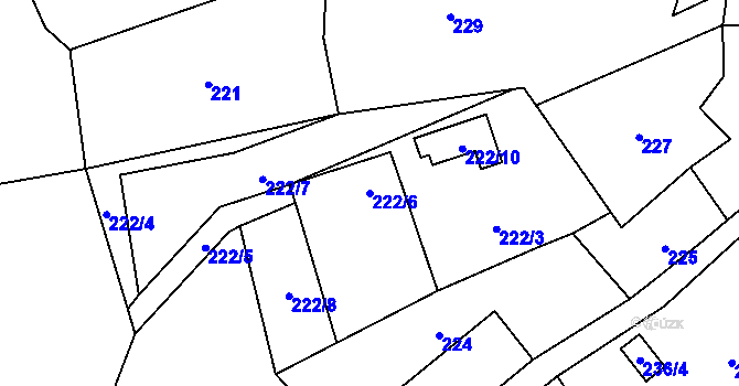 Parcela st. 222/6 v KÚ Zahrádky u České Lípy, Katastrální mapa