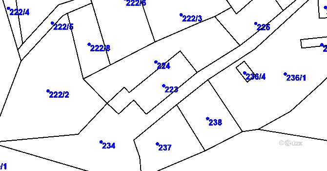 Parcela st. 223 v KÚ Zahrádky u České Lípy, Katastrální mapa