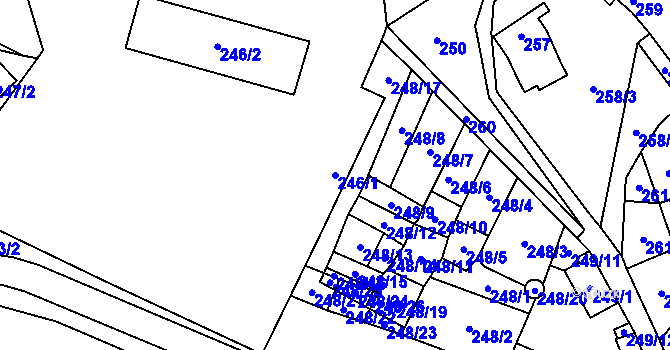 Parcela st. 246/1 v KÚ Zahrádky u České Lípy, Katastrální mapa