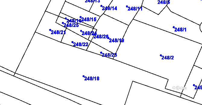 Parcela st. 248/23 v KÚ Zahrádky u České Lípy, Katastrální mapa