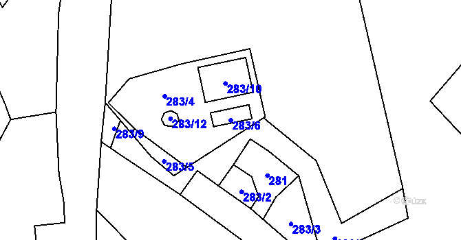 Parcela st. 283/6 v KÚ Zahrádky u České Lípy, Katastrální mapa