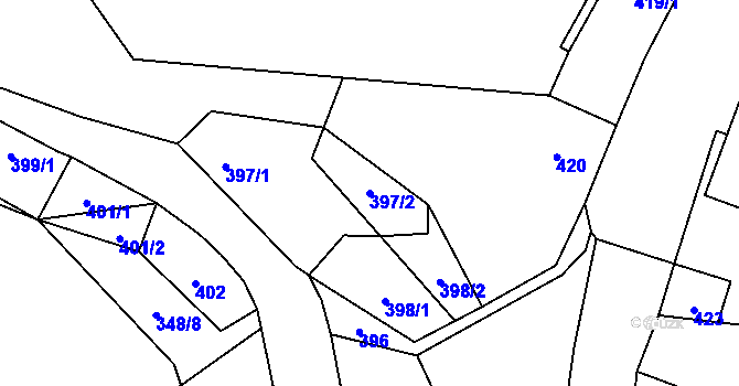 Parcela st. 397/2 v KÚ Zahrádky u České Lípy, Katastrální mapa