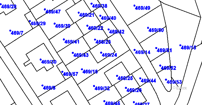 Parcela st. 469/24 v KÚ Zahrádky u České Lípy, Katastrální mapa