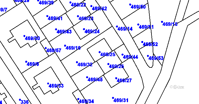 Parcela st. 469/25 v KÚ Zahrádky u České Lípy, Katastrální mapa