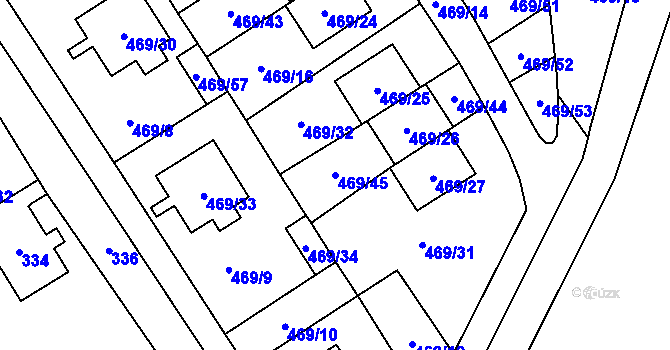 Parcela st. 469/45 v KÚ Zahrádky u České Lípy, Katastrální mapa