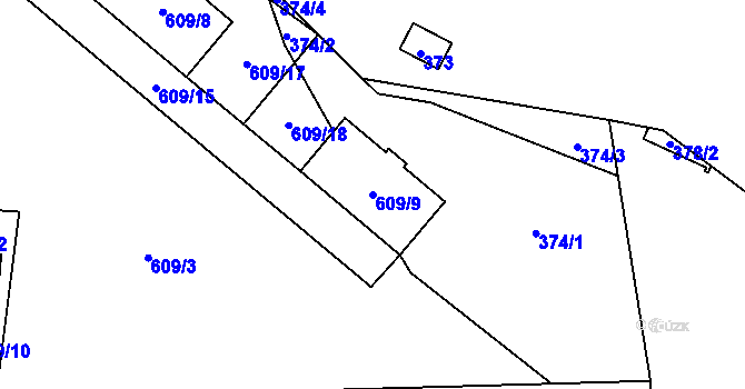 Parcela st. 609/9 v KÚ Zahrádky u České Lípy, Katastrální mapa