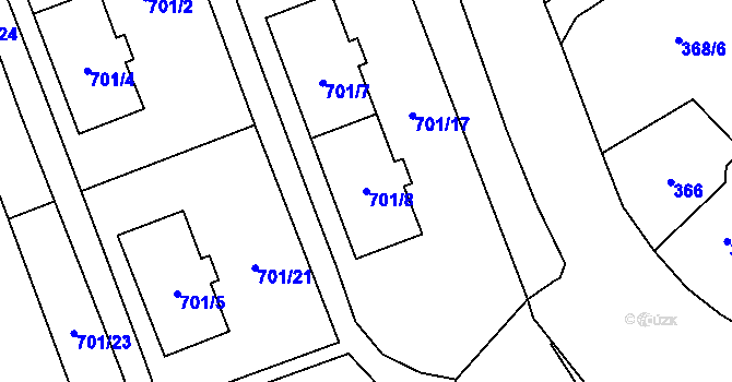 Parcela st. 701/8 v KÚ Zahrádky u České Lípy, Katastrální mapa