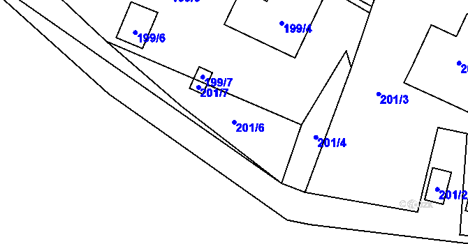 Parcela st. 201/6 v KÚ Zahrádky u České Lípy, Katastrální mapa