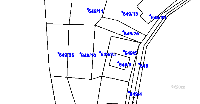 Parcela st. 649/23 v KÚ Zahrádky u České Lípy, Katastrální mapa