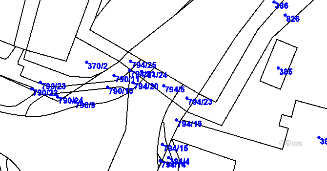 Parcela st. 794/5 v KÚ Zahrádky u České Lípy, Katastrální mapa