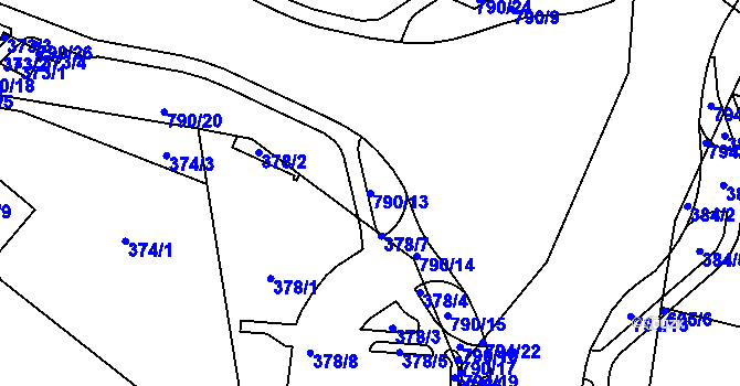 Parcela st. 790/13 v KÚ Zahrádky u České Lípy, Katastrální mapa