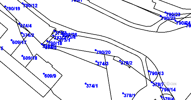 Parcela st. 790/20 v KÚ Zahrádky u České Lípy, Katastrální mapa