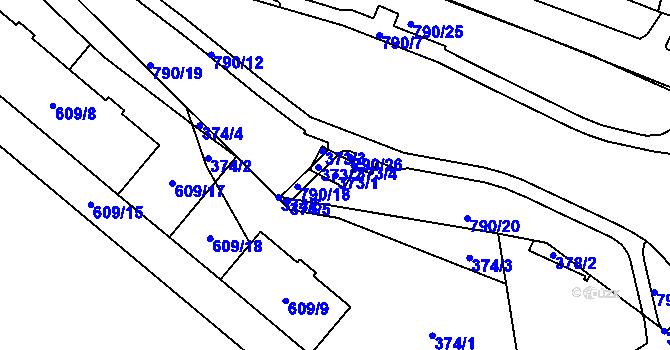 Parcela st. 373/1 v KÚ Zahrádky u České Lípy, Katastrální mapa