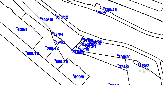 Parcela st. 373/2 v KÚ Zahrádky u České Lípy, Katastrální mapa