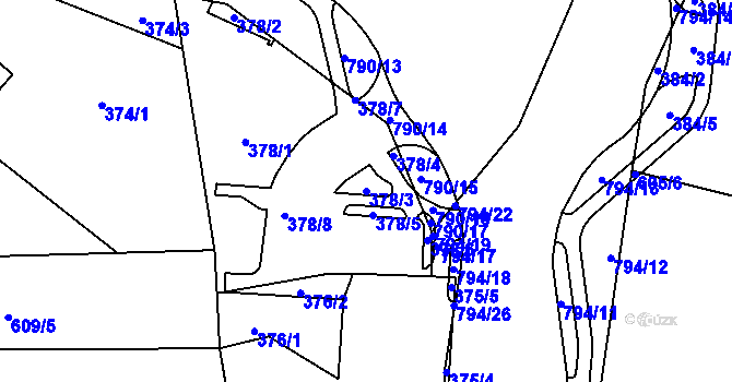 Parcela st. 378/3 v KÚ Zahrádky u České Lípy, Katastrální mapa